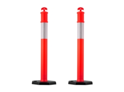 Postes De Trânsito Succebuy 2 Peças 1140 Mm Base Com Peso Faixa Refletora, Vermelho
