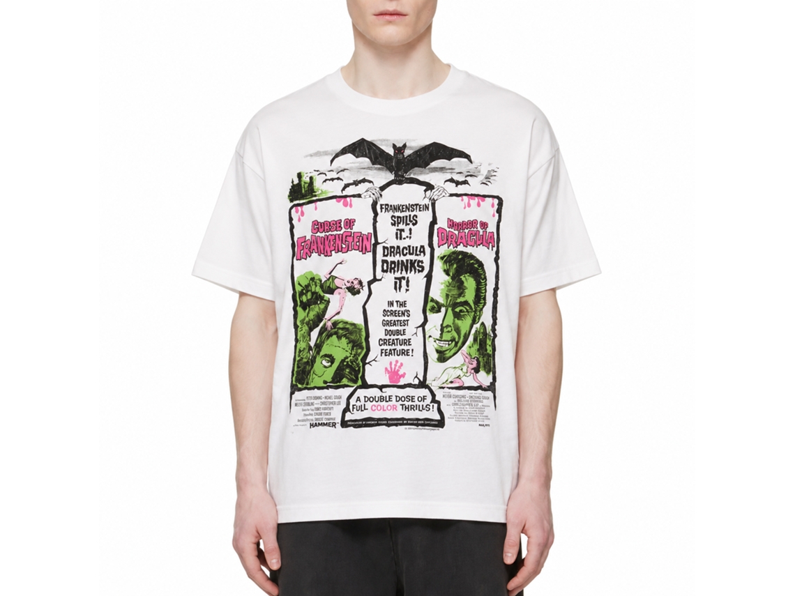 Rockinstone Horror Movies Drac And Frank White Adult T-shirt Size:xxl