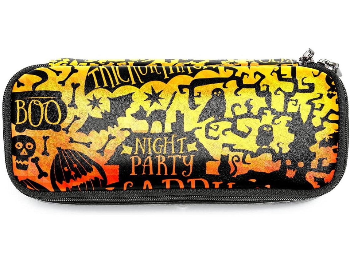 Estojo grande com tema de Halloween, ideal para escola, mesa, adultos e crianças.