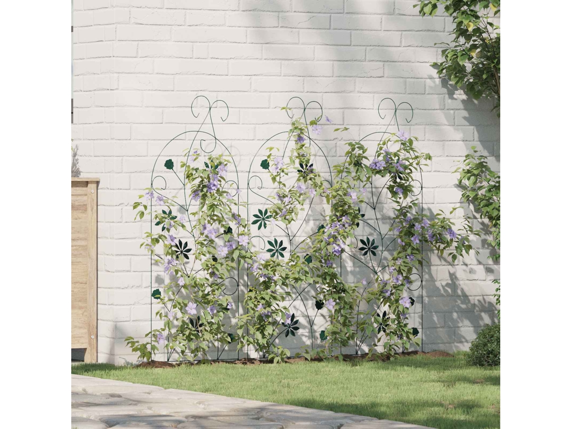 Vidaxl Cerca Para Jardim 3 Unid. Verde 112 X 39,5 Cm Aço
