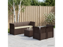 Vidaxl Sofá De Jardim De 5 Pessoas Com Almofadas Visual De Rattan Pp