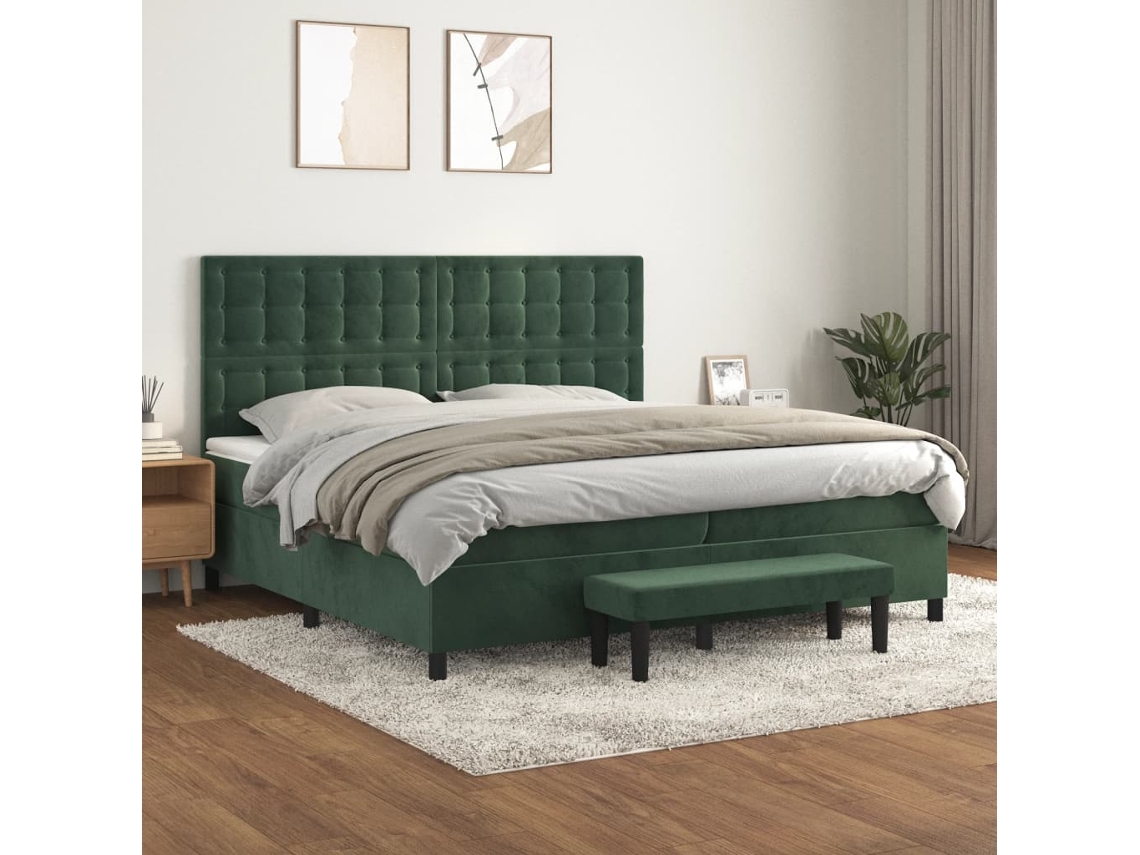 Box Spring Bed, Box Spring Beds Vidaxl Verde Veludo (200 X 200 Cm)