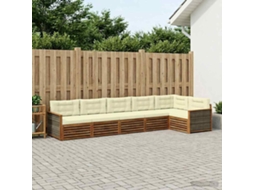 Vidaxl Conjunto De Sofás Para Exterior 6 Pcs Natural E Creme