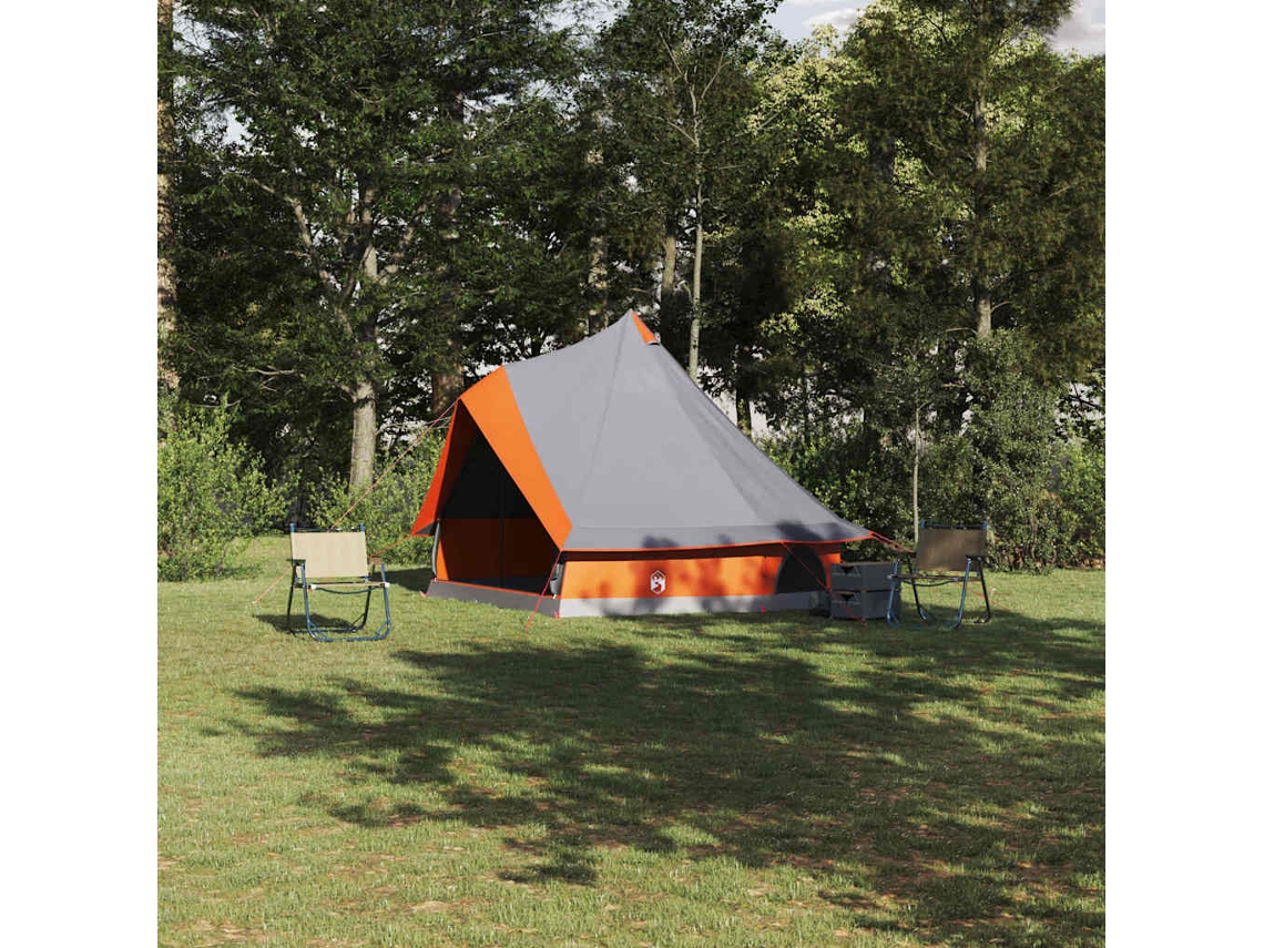 Vidaxl Barraca Tipi 8 Pessoa Cinza E Laranja Tafetá