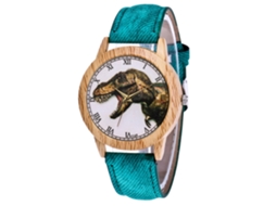 Relógio de pulso casual de quartzo com pulseira de jeans para homens e mulheres, verde.