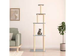 Vidaxl Árvore P/ Gatos C/ Postes Arranhadores Sisal 183 Cm Cinza-claro
