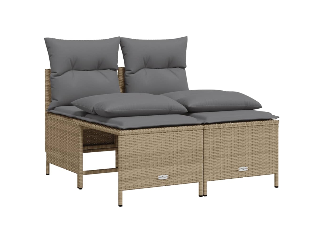 Conjunto de 4 Sofás para Jardim com Almofadões Vime Pe Bege MAISON EXCLUSIVE (4 pcs)