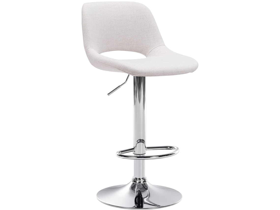 Banco de bar em tecido Camden creme/metal cromado CLP