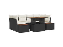 Conjunto 9 Conjunto De Jantar Para Jardim Vidaxl Preto Vime Pe (100 X 55 X 73 Cm)