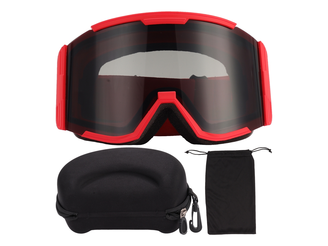 Rebe-gafas De Esquí Adulto De Doble Capa Antideslumbrantes Antiniebla Campo Amplio Para Nieve Escalada Marco Rojo Lente Gris