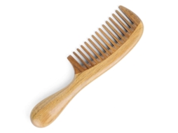 MEOIRUERY Pente De Madeira Natural Verde 100 Anti Estático Com Aroma De Sândalo, Dentes Largos Para Desembaraçar Cabelo