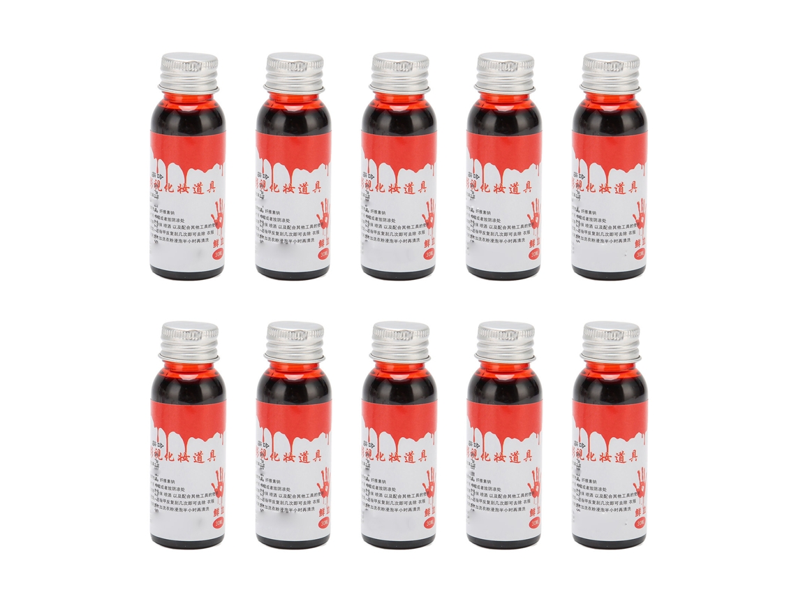 Sangue Falso Realista Lavável 10 Frascos 30ml Halloween