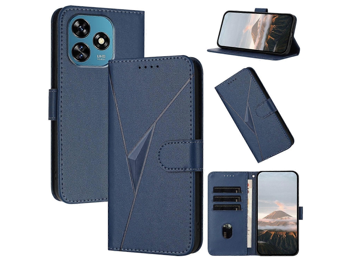 Capa De Couro Para Celular Com Fecho De Fivela E Padrão Triangular
