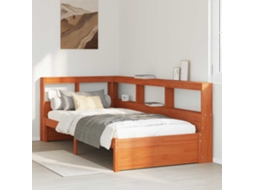 Vidaxl Cama Com Estante Com Cabeceira Madeira De Pinho Sólido