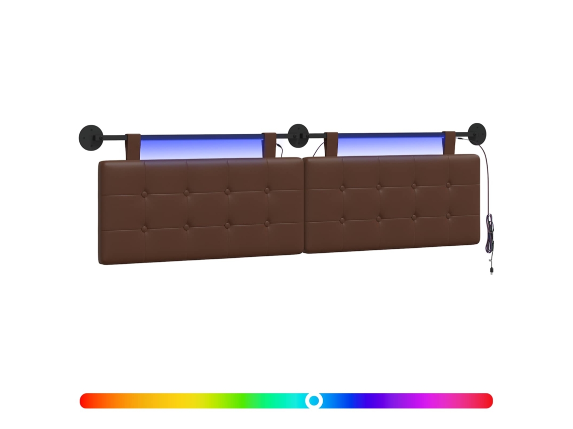 Conjunto 1 Cabeceira Suspensa Vidaxl Castanho Couro Sintético (170 X 55 X 5 Cm)