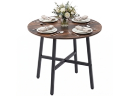 Mesa De Jantar Grande Em Design Industrial E Rústico, Φ80 X 76 Cm, Cor Marrom Para Cozinha E Sala De Estar