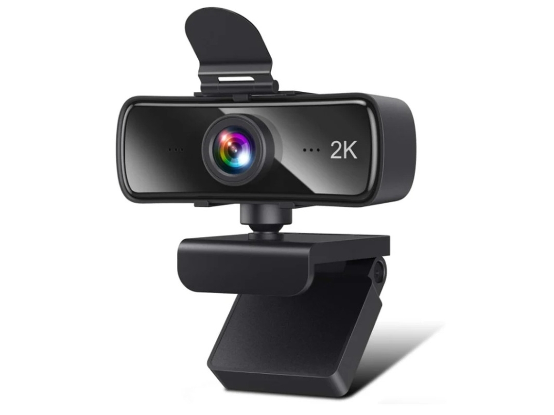 Webcam 2k Com Microfone Para Pc E Laptop, Webcam Usb Com Capa De Privacidade, Plug And Play, Preta.