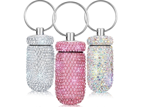 Conjunto De Porta-chaves Unissexo Gjnods Bling Travel Pill With Outdoor Camping Branco - 3pcs