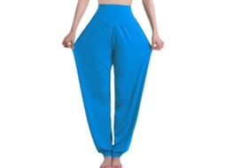 2026 calções Harem de Yoga Hippie Boho para Mulher Verão Baggy Joggers Elásticos de Tamanho Grande L Azul