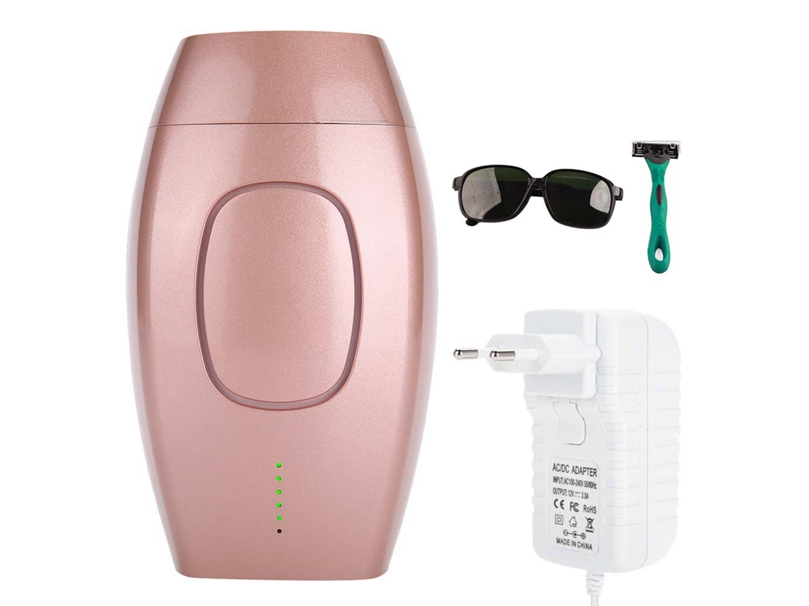 Depilador a laser IPL indolor para o corpo e áreas íntimas, modelo 2026, na cor rosa.