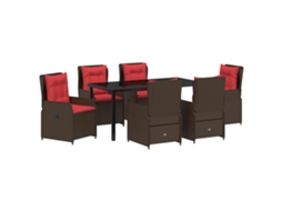 Conjunto 7 De Jantar De Jardim Vidaxl Marrom Vime Pe
