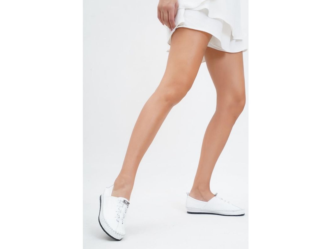 Sapatos Flats Casuais Feminino Couro Genuíno Marrom Palmilha Anatômica Solado Termoplástico | S/MARCA