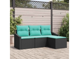 Vidaxl Conjunto De Sofás 4 Unid. Preto Vime Pe