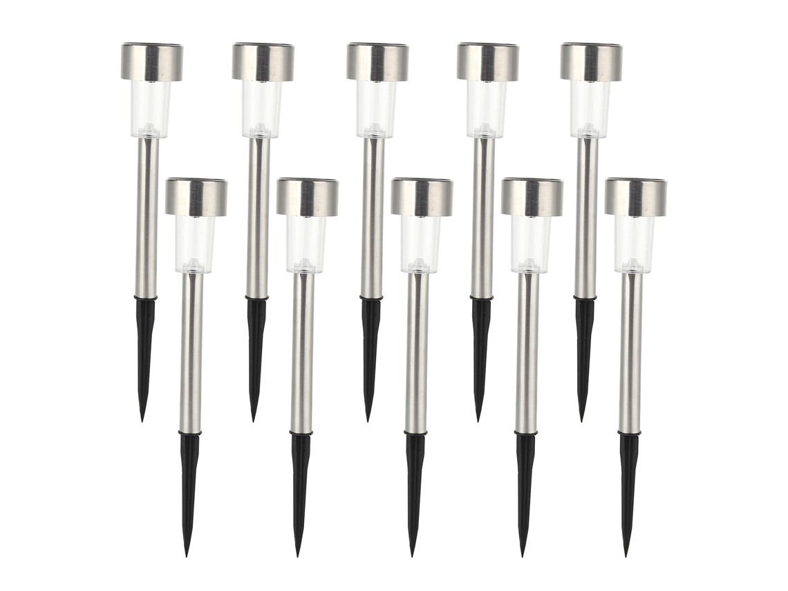 10pcs Luz Solar Led Aço Inoxidável para Jardim Calçada