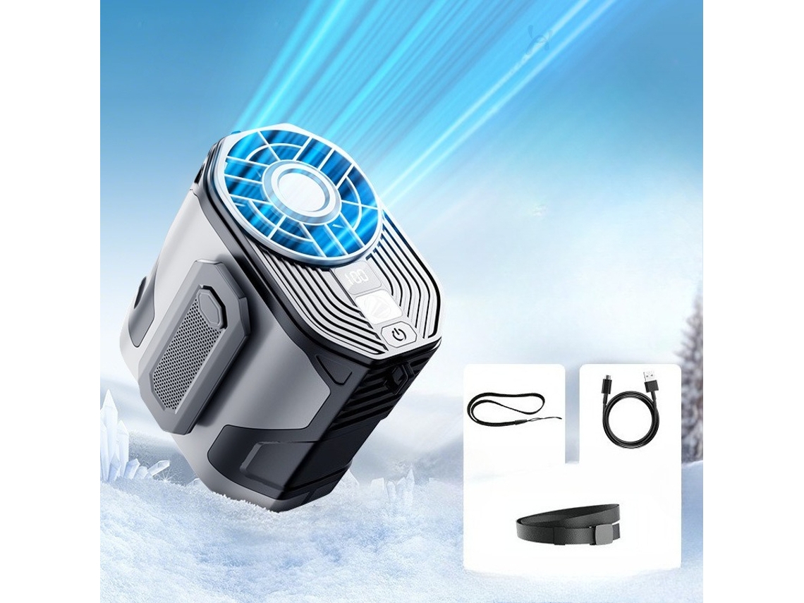 Ventilador Portátil De Cintura , Acompanha Cinto E Cordão, 4000 Mah Cinza Hexinyigjly