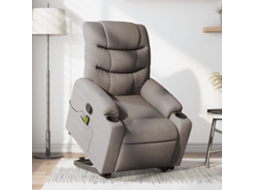 Vidaxl Poltrona Elevatória De Massagens Tecido Cinzento-acastanhado
