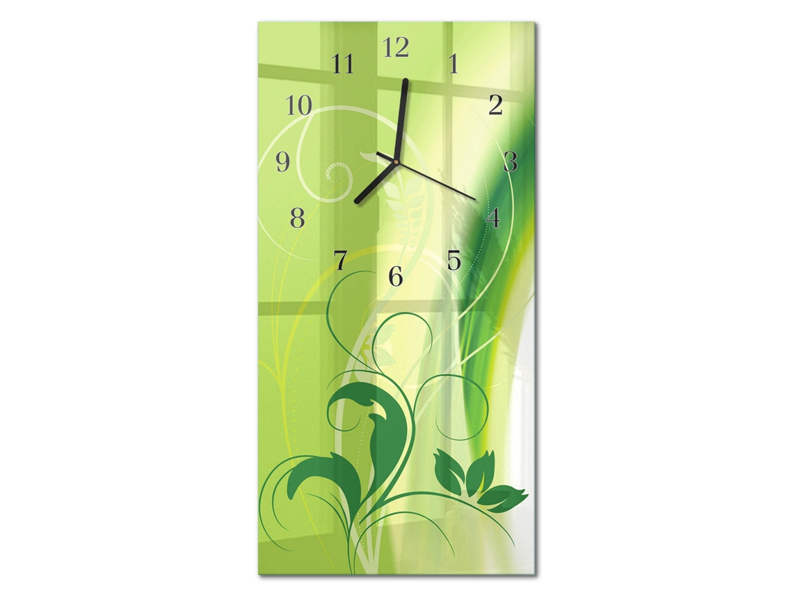 Relógio De Parede De Vidro Verde Espelharte (30x60 Cm)