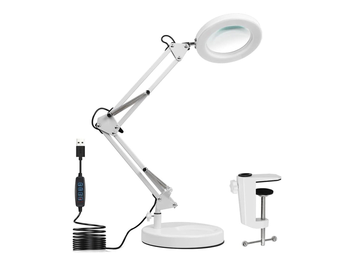 Lupa De Mesa Led Com Luz E Suporte, Ampliação De 10x, 2 Em 1, Com Intensidade Ajustável. Aquaforge