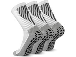 2026-3 Pares De Meias Desportivas Antiderrapantes, Antiburro E Transpiráveis Para Futebol, Basquetebol, Yoga, Eu 38-45, Branco