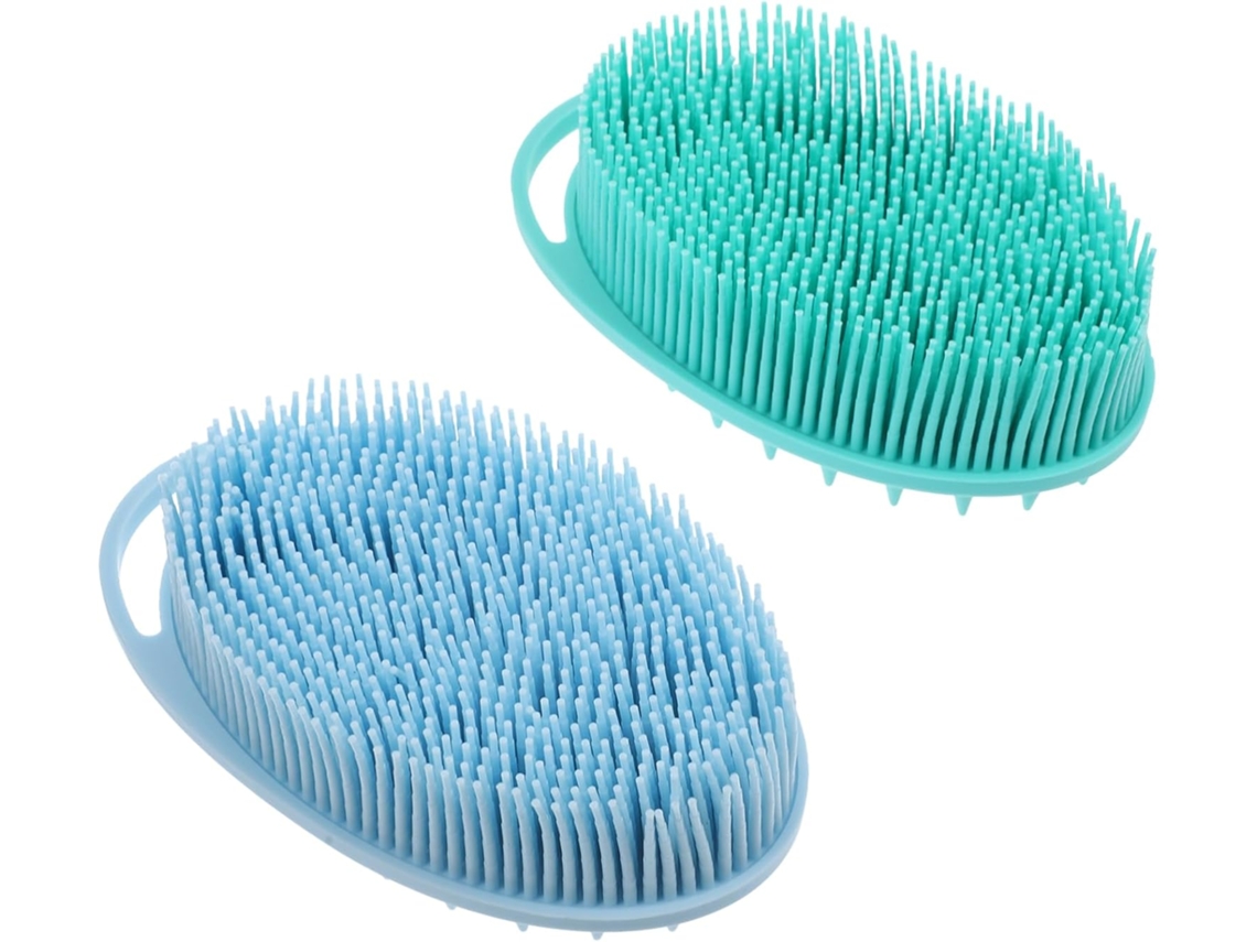 Conjunto De 2 Escovas Silicone Homoyoyo Para Massagem Corporal E Lavagem Cabelo, Escova Esfoliante Suave, Fácil De