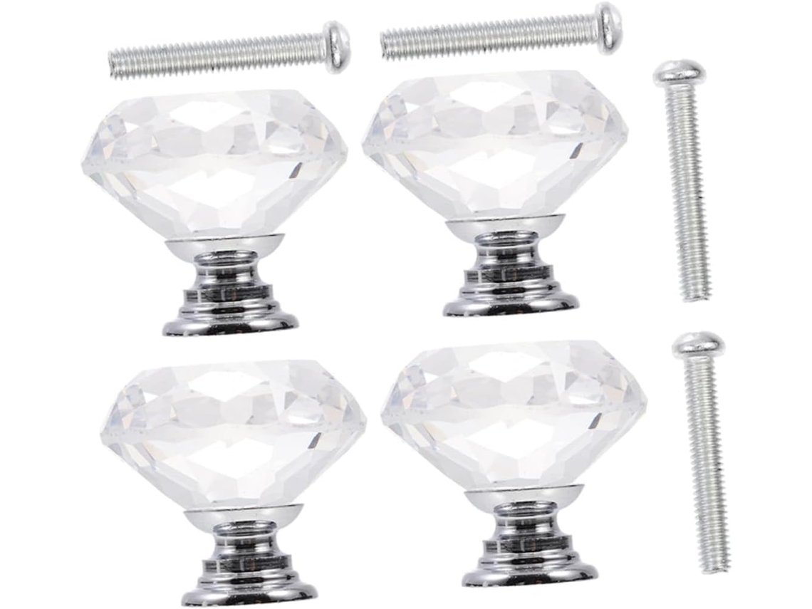 Garneck Conjunto De 4-puxadores Vidro Cristal Para Portas Armários, Puxadores Decorativos Para Gavetas, Guarda Roupas E