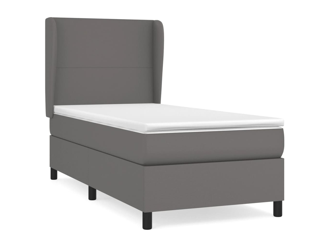 Cama com Molas Couro Artificial Cinzento MAISON EXCLUSIVE 100x200 cm