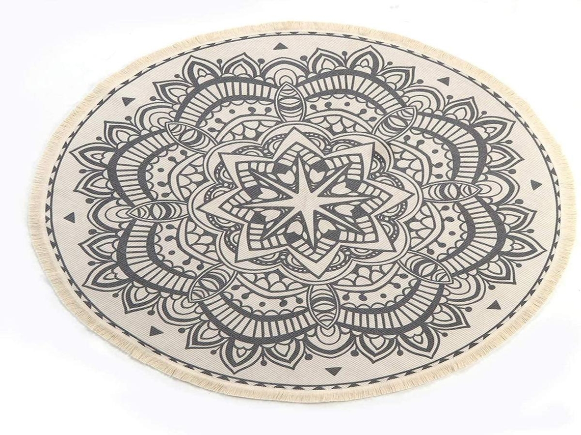 Lurelia Tapete Mandala Canto Boémio Lavável Macio Feito Mão 90 Cm