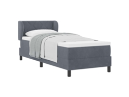 Cama Box com Colchão Cinzento Escuro Veludo MAISON EXCLUSIVE (80x200 cm)