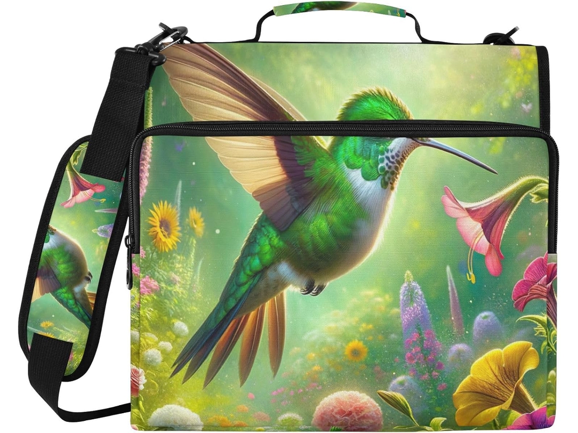 Pasta Laptop Spring Birds Com Estampa Floral, Fechamento Em Zíper E Suporte De Três Argolas, Ideal Escola E