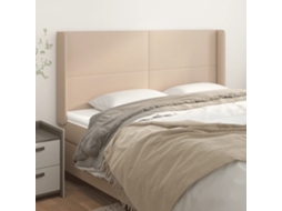 Vidaxl Cabeceira Cama C/ Abas Couro Artif. 203x16x118/128cm Cappuccino