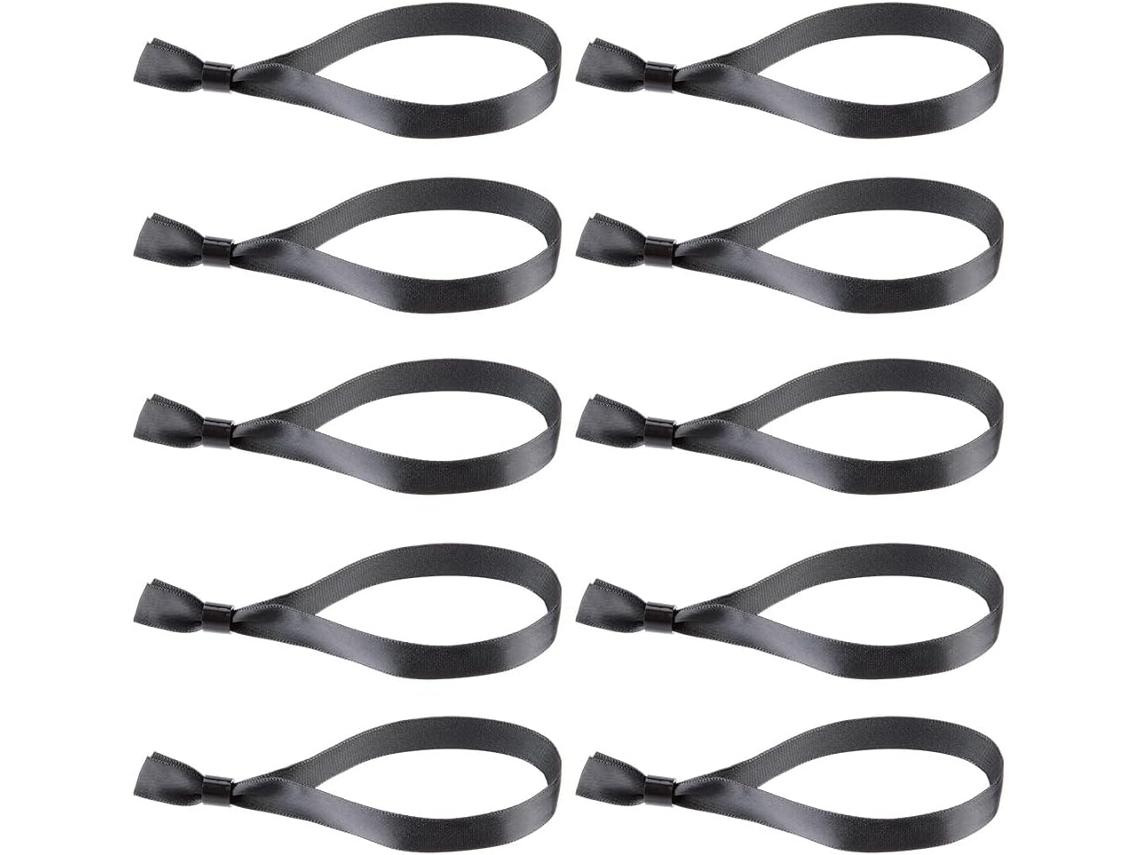 Creatcabin 100-pulseiras De Identificação Para Eventos, Pulseiras Pretas De Poliéster Em Pacote, Alças Ajustáveis Para