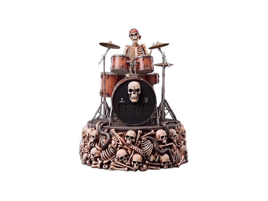 Alarm Clock With Drum Beat Speaker Digital Led Skeleton Home Decor Skull Dimmable Bedside Clocks Halloween Gift