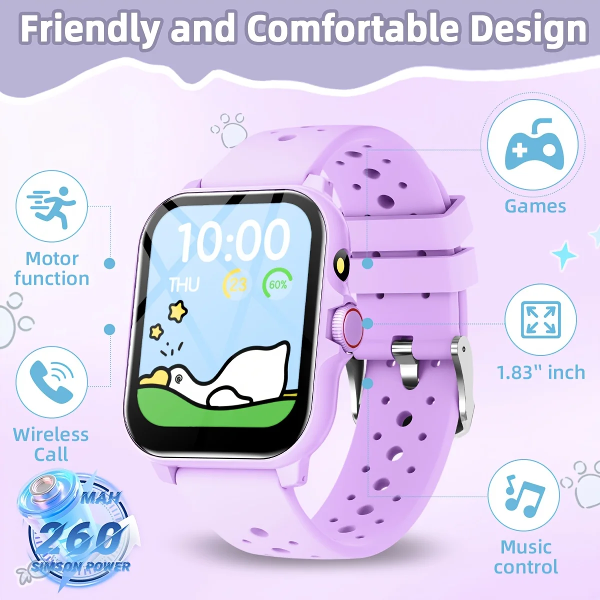 (roxo) Smartwatch Esportivo, Compatível Com Chamadas Sem Fio