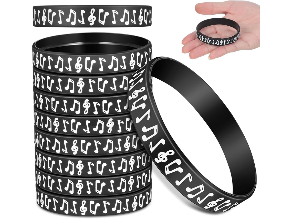 Pulseiras Musicais De Silicone Com Notas Pretas, 24 Unidades, Para Festas Temáticas, Acessórios De Dança E Eventos