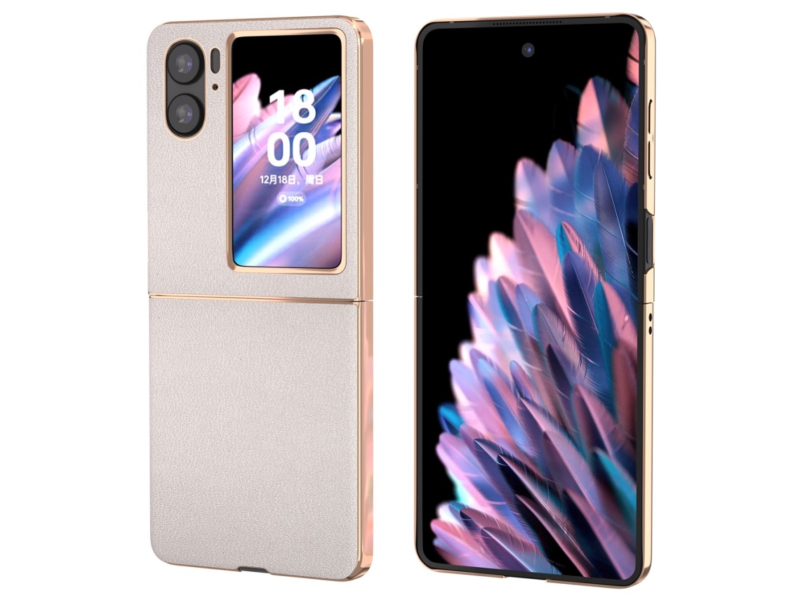 Capa Genuíno Para Oppo Oppo Find N2 Flip 5g Pele Sintética Cinzento