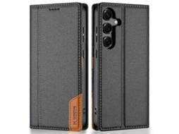 Capa Tkdaddy N.bekus P3 Para Samsung Galaxy S25 Fe Com Bloqueio Rfid E Suporte Tipo Carteira Em Couro Pu, Capa Flip Preta