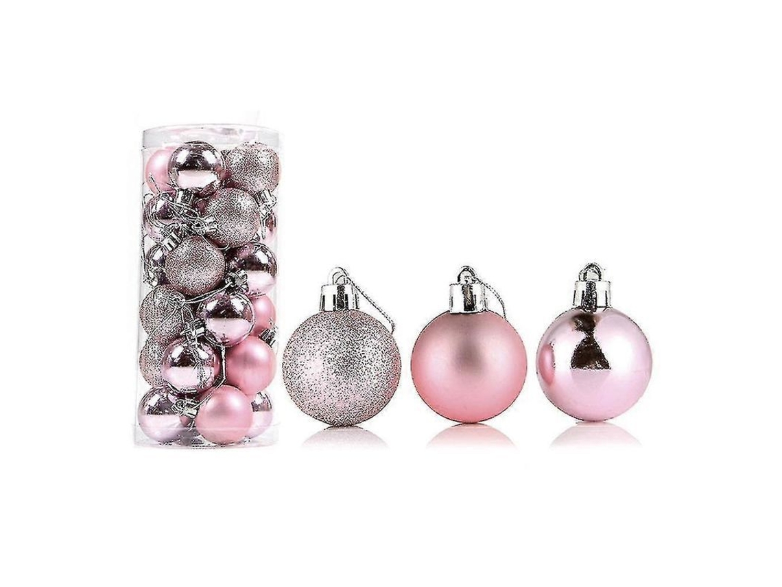 24 Bola De Natal Decorativa Reutilizável Alto Brilho Pendente Para Árvore De Natal Decoração Residencial 6cm Oro Rosa