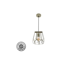 Pingente Lente Pequena 1xe27 Couro Regx20x20cm Fabrilamp