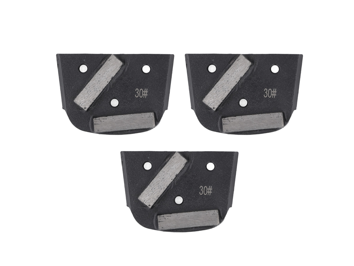 Conjunto de 3 lixas diamantadas de grão 30 com 2 dentes, ferramenta de polimento diamantada para pisos de concreto e pintura.