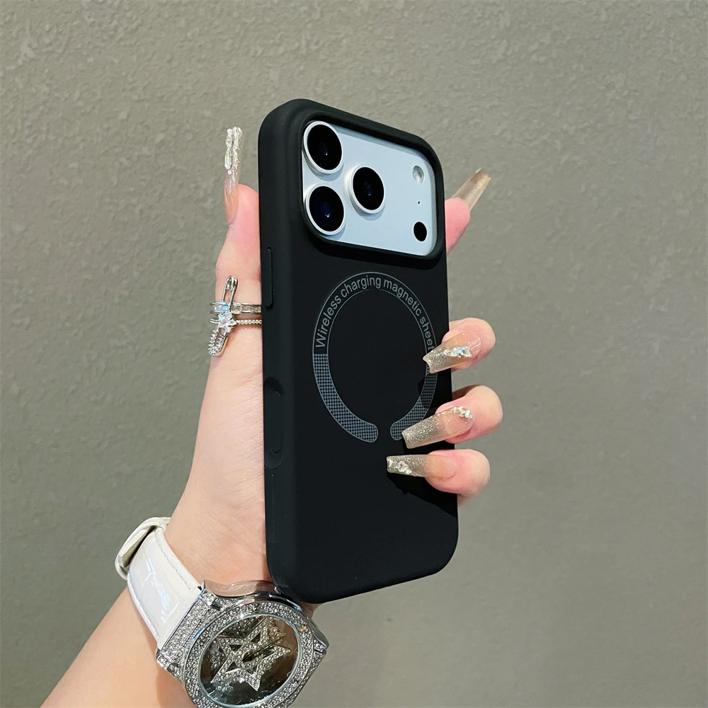 (preto, Iphone 16 Plus) Capa De Celular Fosca Em Silicone Líquido Macio, Compatível Com Carregamento Sem Fio Magnético Magsafe.